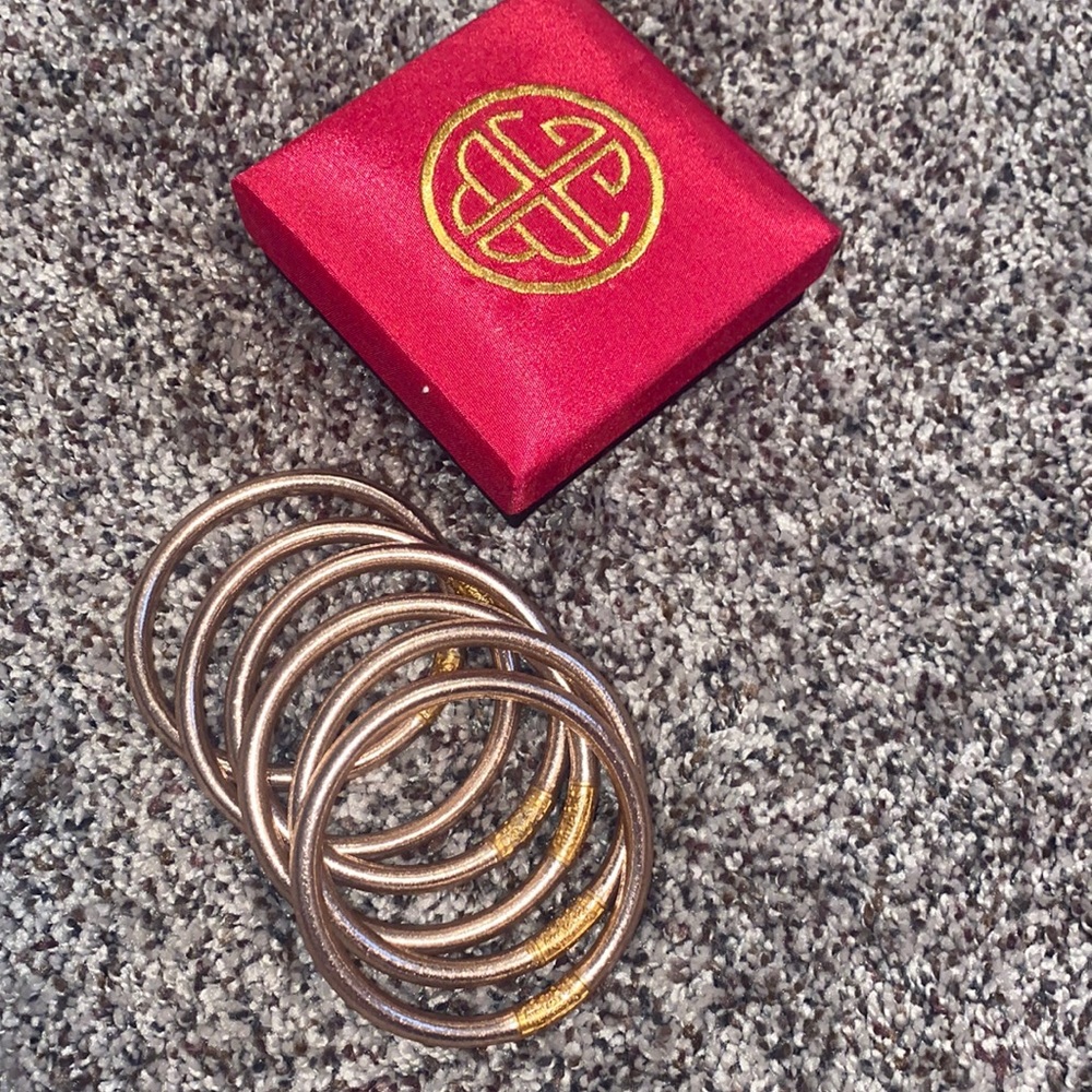 6 rose gold Buddha girl bracelets